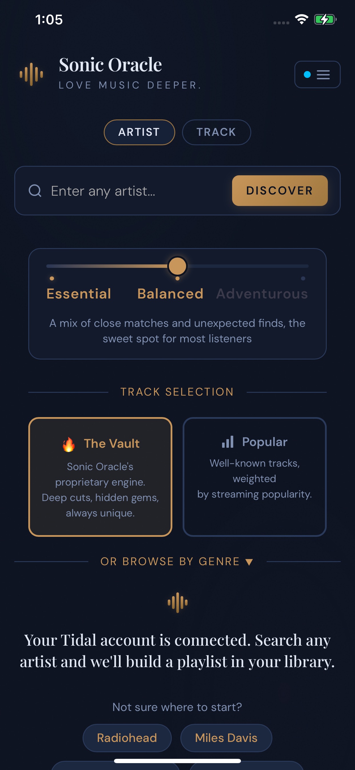 Screenshot 1 of Sonic Oracle: Music Discovery