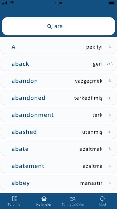 Turkish English Dictionary - Screenshot