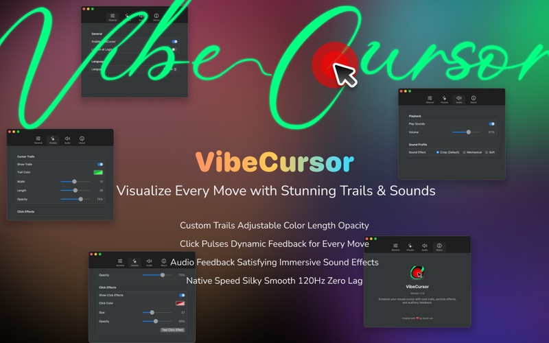 VibeCursor - 光标轨迹及音效 screenshot