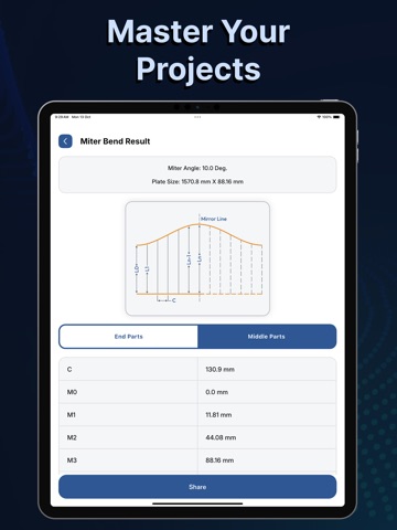 Miter Bend Layout Calc iPad screenshot