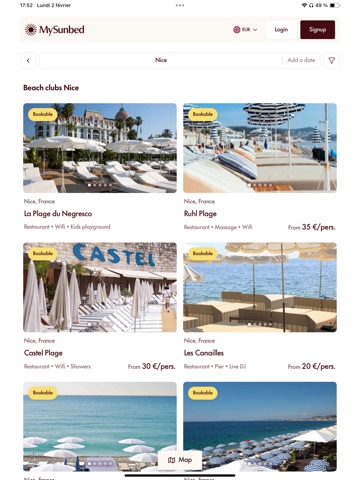 MySunbed iPad screenshot