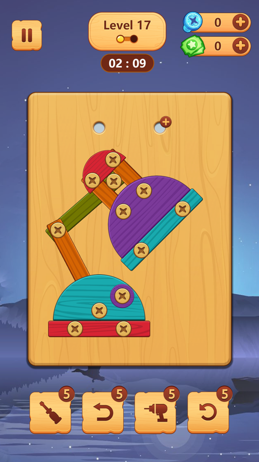 #5. Wood Block Puzzle: Screw Bolts (iOS) By: 成都琥珀川科技有限公司