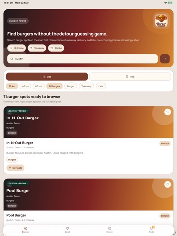 Burger Near Me iPad screenshot