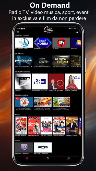 Ciao USA TV: Italian TV & News Screenshot