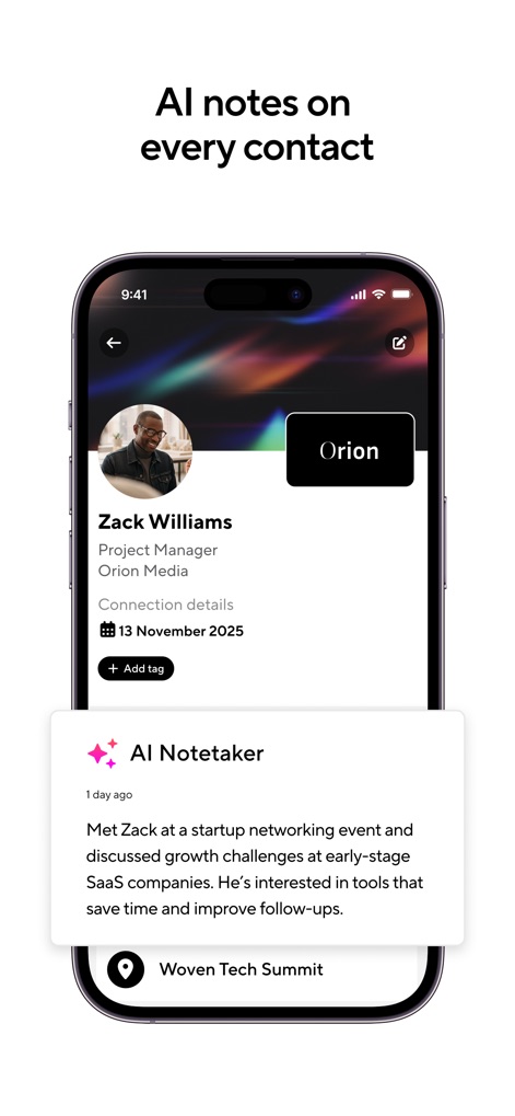 Blinq: Digital Business Card - The tool leverages AI to provide detailed notes on each contact, offering valuable context and follow-up guidance based on past interactions and events.