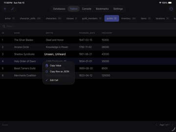 Tablewright: SQLite Editor ipad screenshot 2