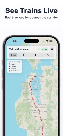 CaltrainTrax screenshot