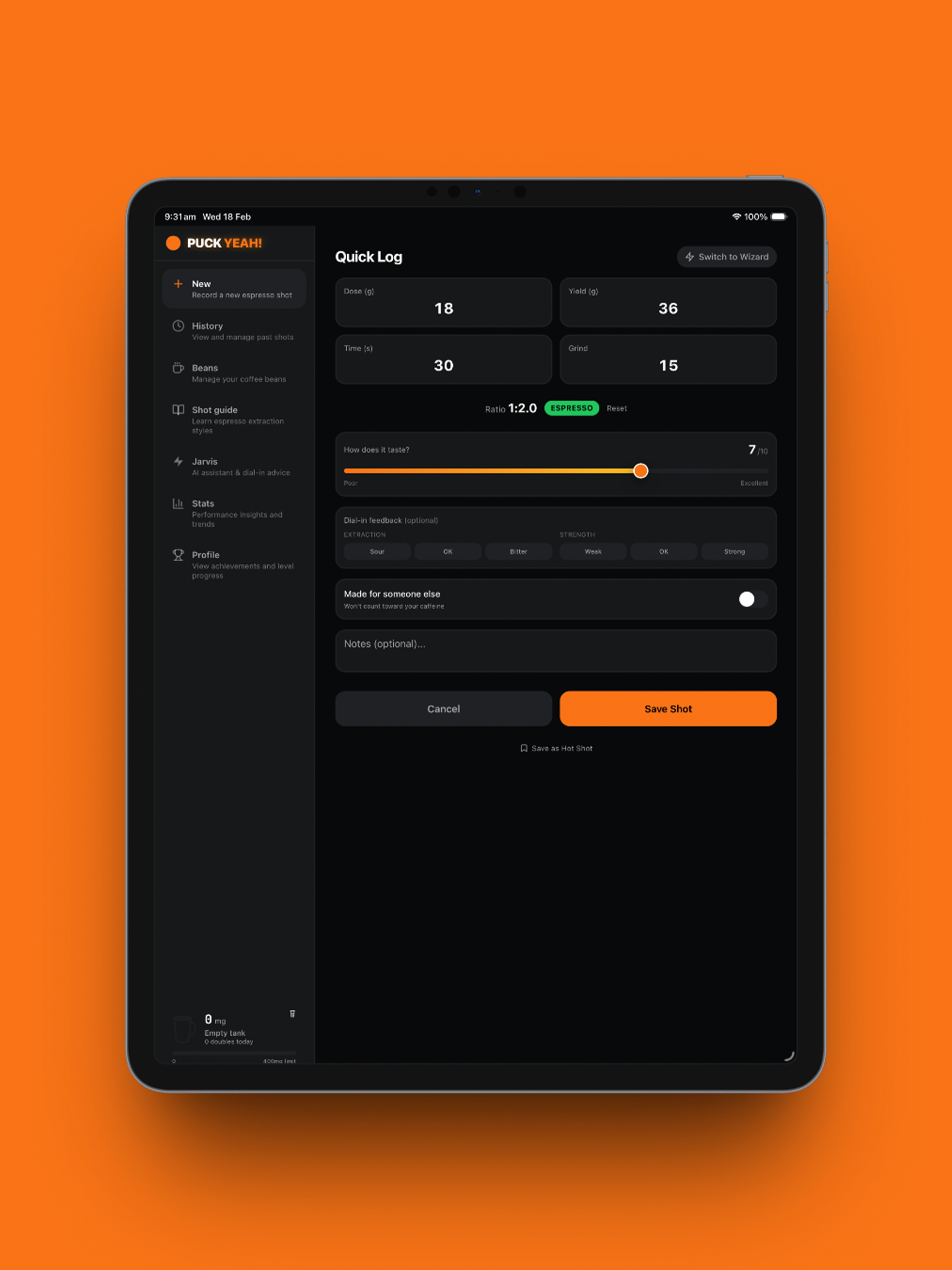 Puck Yeah! Espresso Tracker