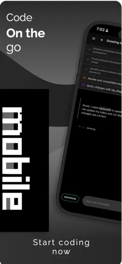 Captura de pantalla de OpenCode Mobile App en iPhone 1