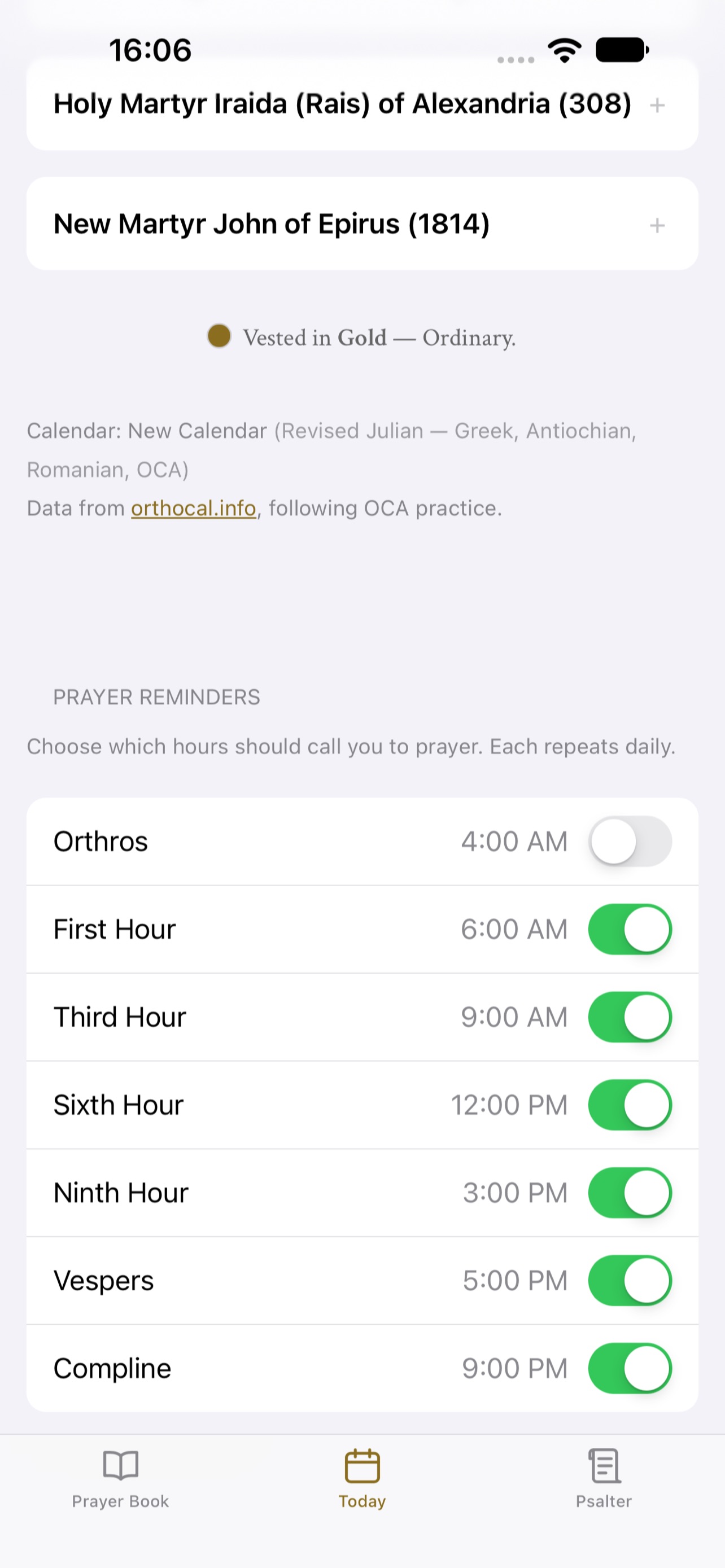 Screenshot 1 of Orthodox Hours