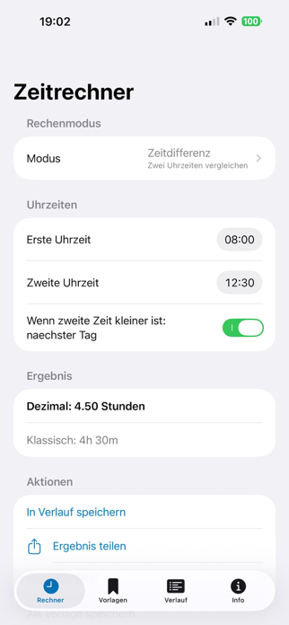 ZeitDiff Arbeitszeitrechner Screenshot 4 of 5