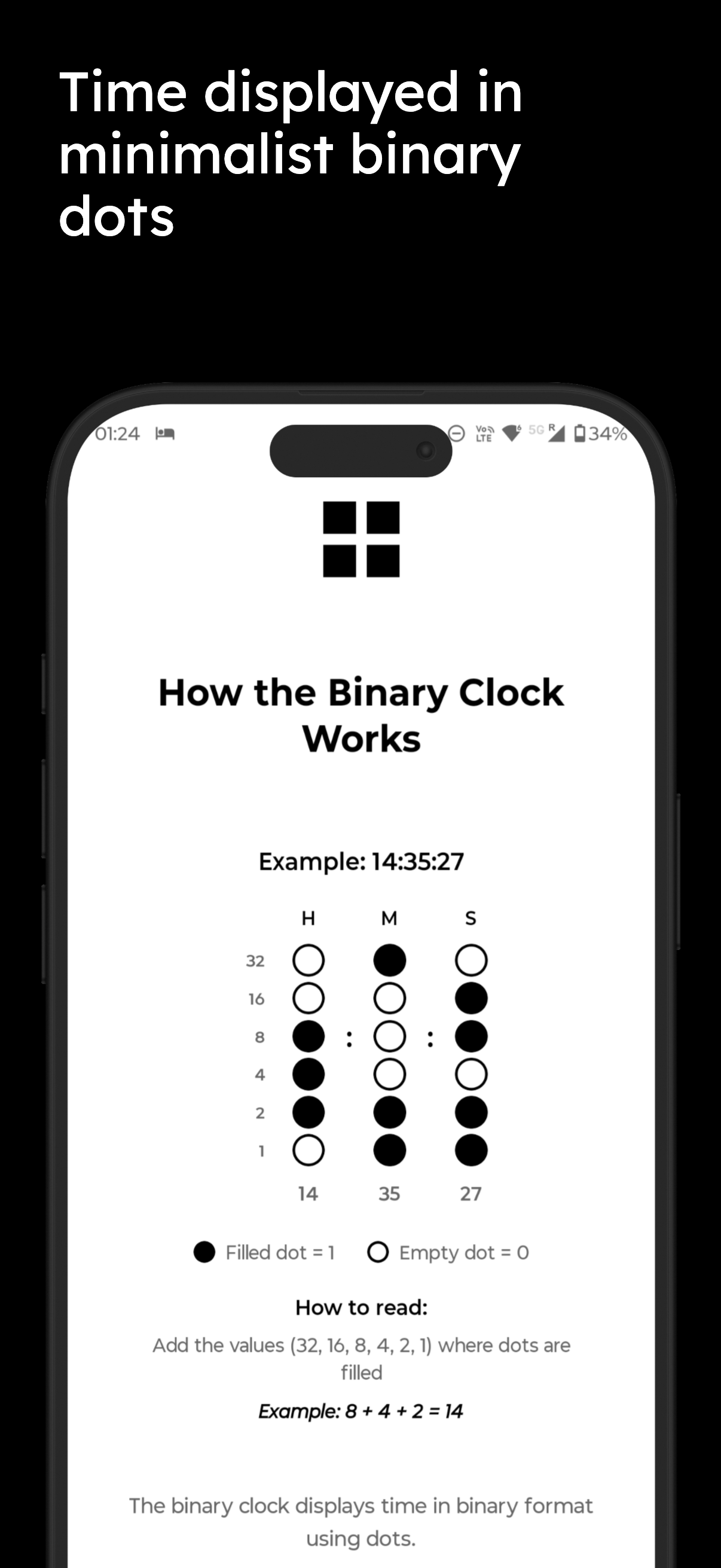 Ziro: Binary Clock & Focus screenshot 4