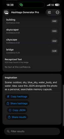 Photos AI Hashtags Generator のスクリーンショット
