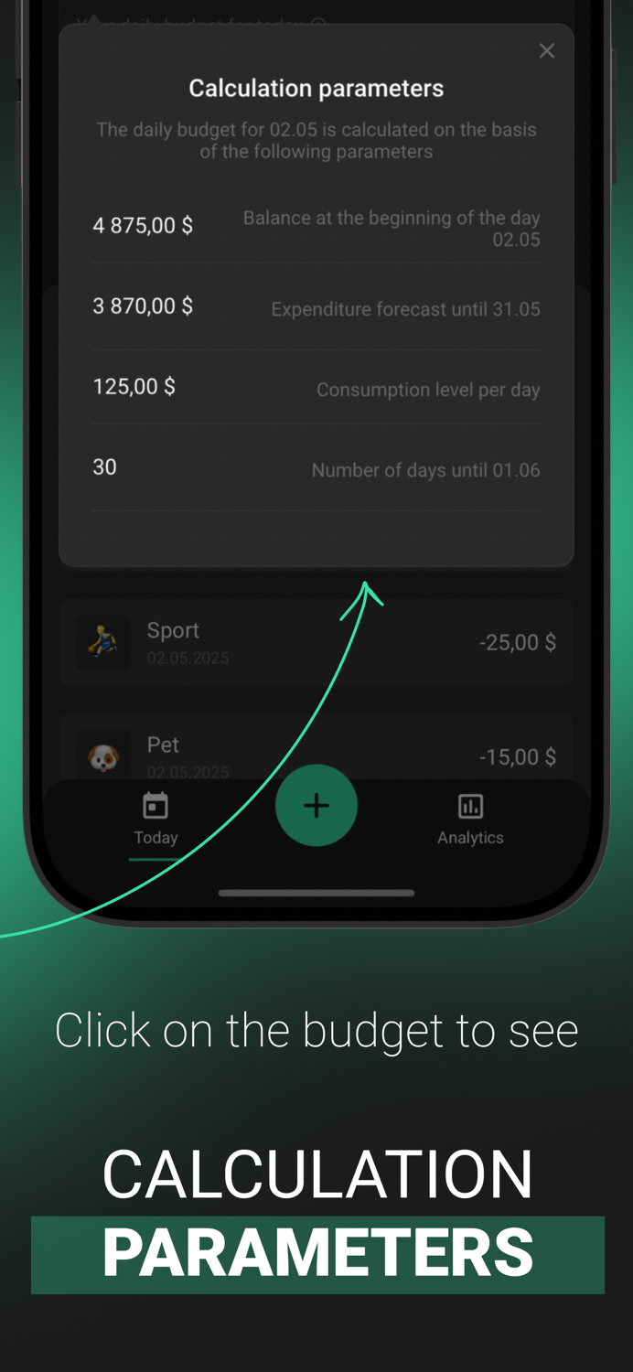 Monety Daily budget planner