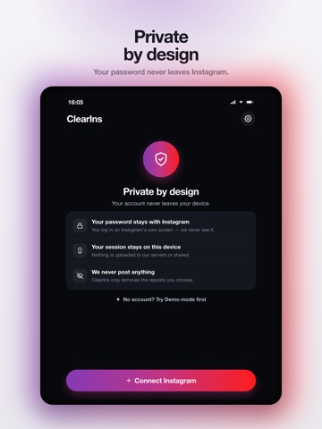 ClearIns: Repost Remover iPad screenshot