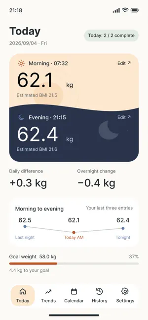 Daily Weight: AM & PM screenshot 2