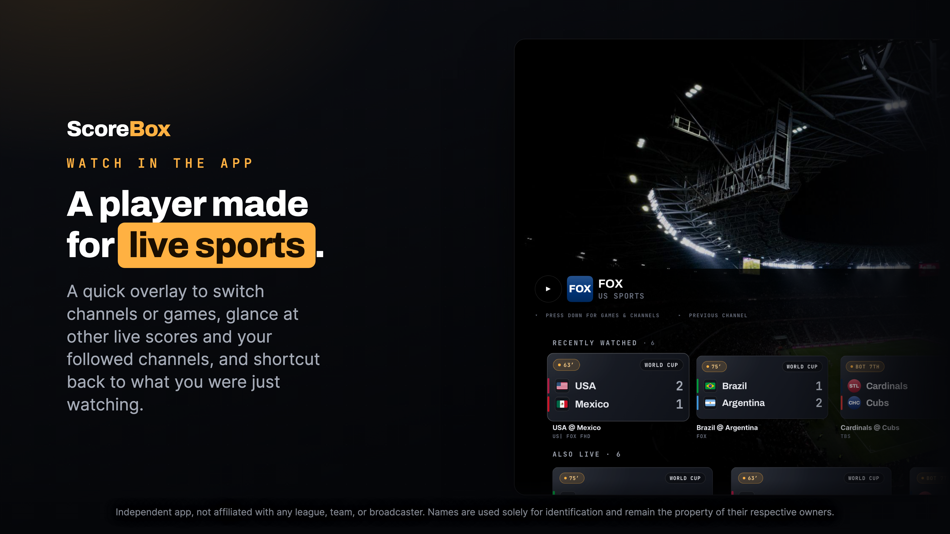 #6. ScoreBox: Sports IPTV Player (iOS) Podle: Dark Forest Studios LLC