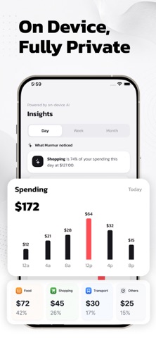 Voice Expense Tracker - Murmur iPhone screenshot