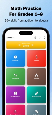 Level Up Math Quizzes: Gr 1-8 iPhone screenshot