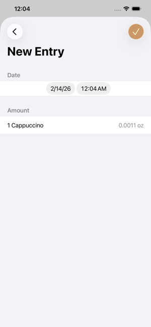 تطبيق الكافيين - لقطة شاشة لعداد الكافيين اليومي