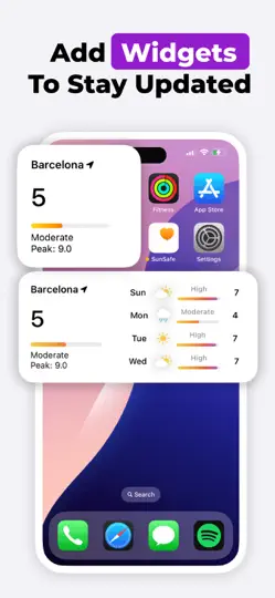 Capture d'écran de Tanning App, UV Index: SunSafe sur iPhone 5