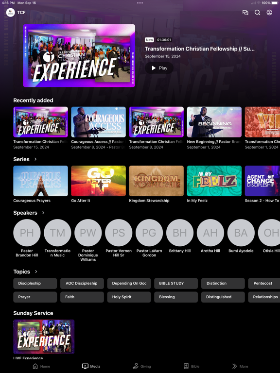 TCF - Church App iPad screenshot 2 - Education app