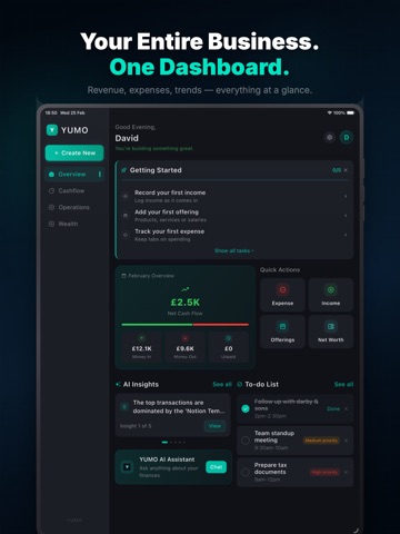YUMO - Business Control Centre iPad screenshot