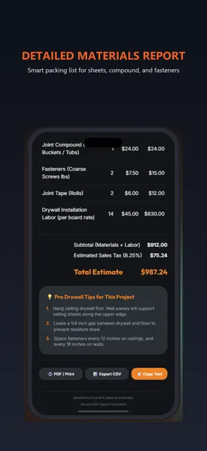 SheetFlow: Drywall Calculator screenshot 1