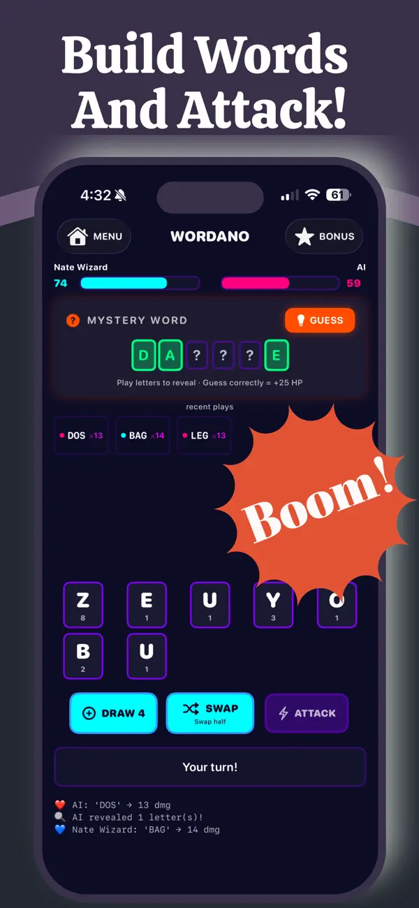 Wordano - Battle Word Game Screenshot 1