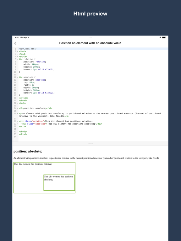 CSS editor, snippets, exercise app screenshot 3