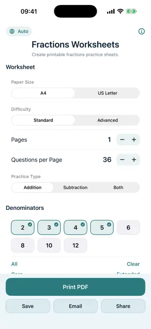 Fractions Worksheets screenshot 1