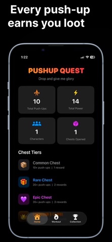 PushUp Quest: Fitness RPG iPhone screenshot