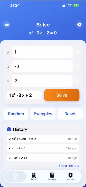 Quadratic Tutor by ChatStick screenshot 1