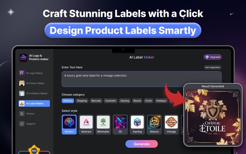 AI Logo Generator & Invitation Screenshot