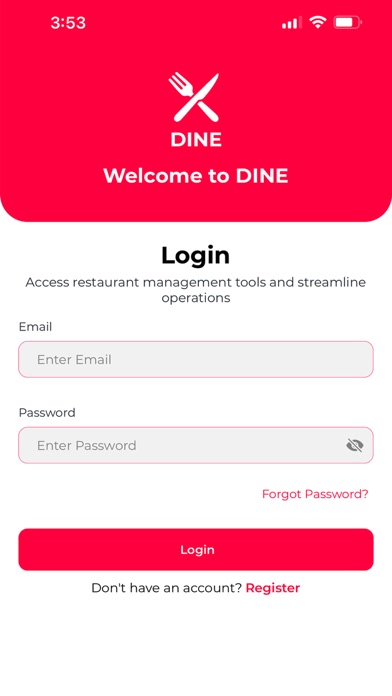 Dine Restaurant App Screenshot