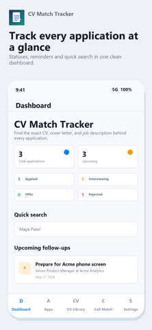 CV Match Tracker screenshot