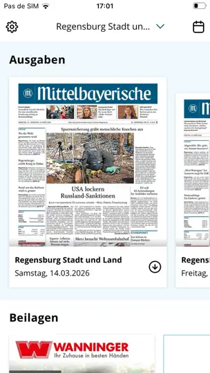 Screenshot von Mittelbayerische EPaper auf dem iPhone 1