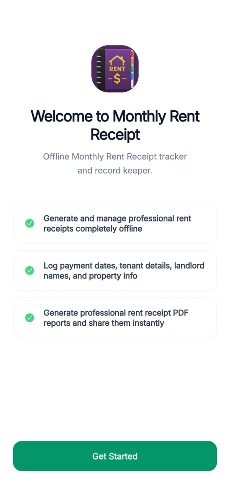 Monthly Rent Receipt - Utilities App | MWM