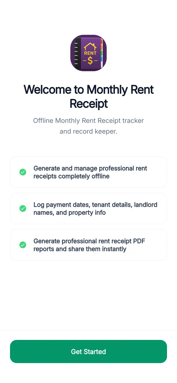 Screenshot #1 pour Monthly Rent Receipt