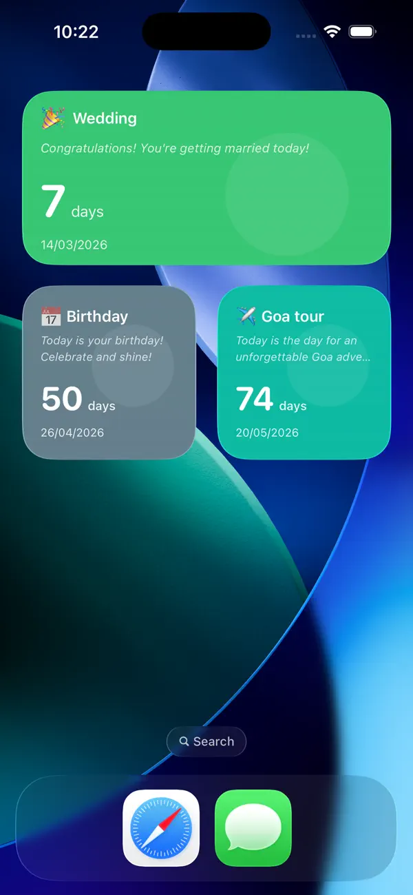 #3. CountPal: Countdown & Widgets (iOS) Podle: Digital Hole Pvt. Ltd.
