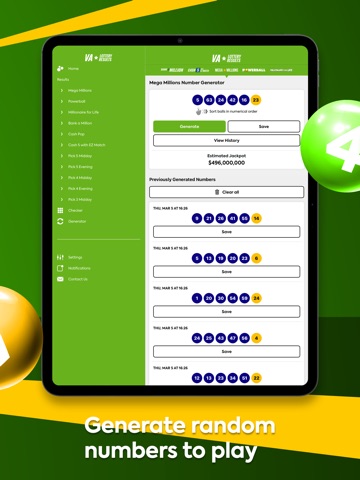 Virginia Lottery Numbers iPad screenshot