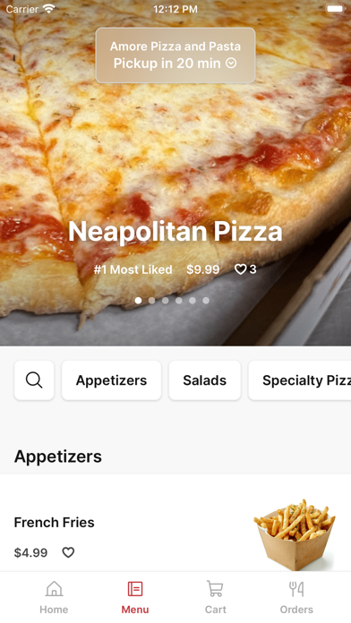 Amore Pizza and Pasta iPhone screenshot 2 - Food & Drink app