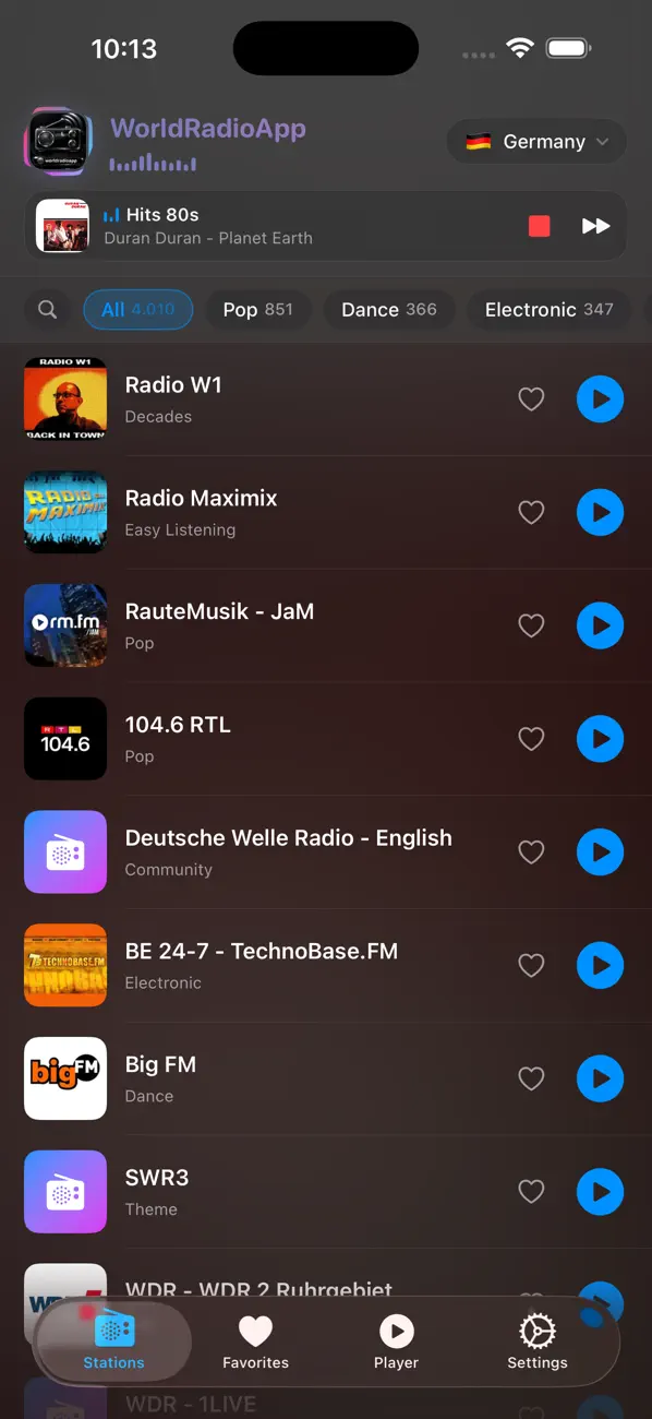 Screenshot #1 pour World Radio App - FM en Direct