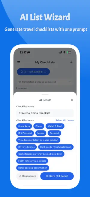 NeverMiss-AI Packing Checklist screenshot 2