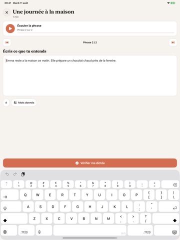 Dictée en français orthographe iPad screenshot