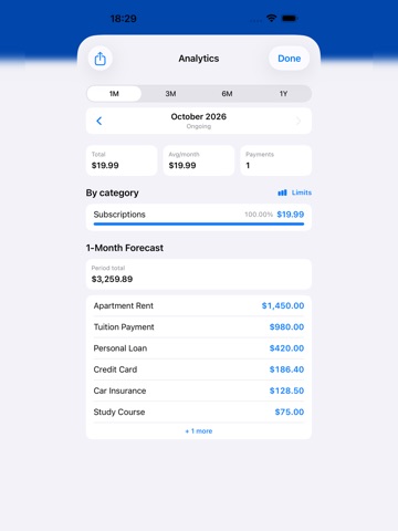 Payments reminder BillsOn iPad screenshot