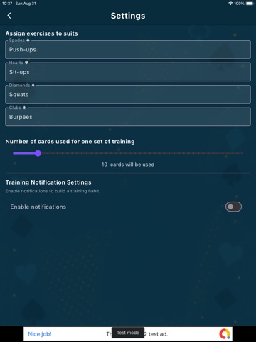 Training with Cards iPad screenshot