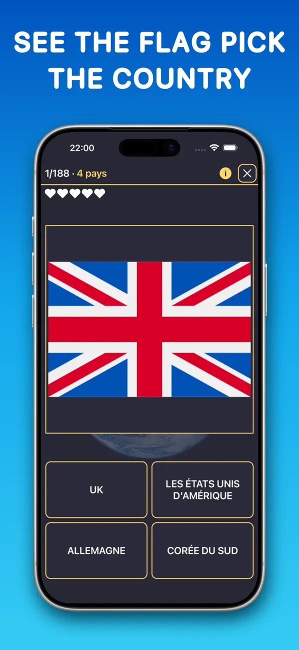 Screenshot #2 pour Drapeaux du monde Quiz fr-FR
