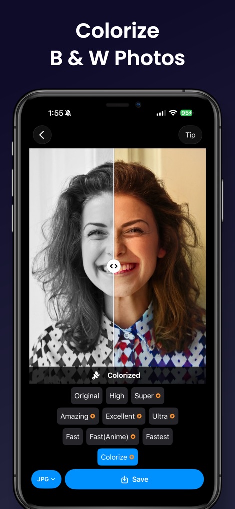 Enhance Photo / Video Easily - See how the app effortlessly transforms monochrome images into vibrant scenes with its specialized 'Colorize' function, breathing new life into old black and white photos.