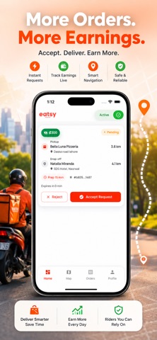 Eatsy CR: Rider Food Delivery iPhone screenshot